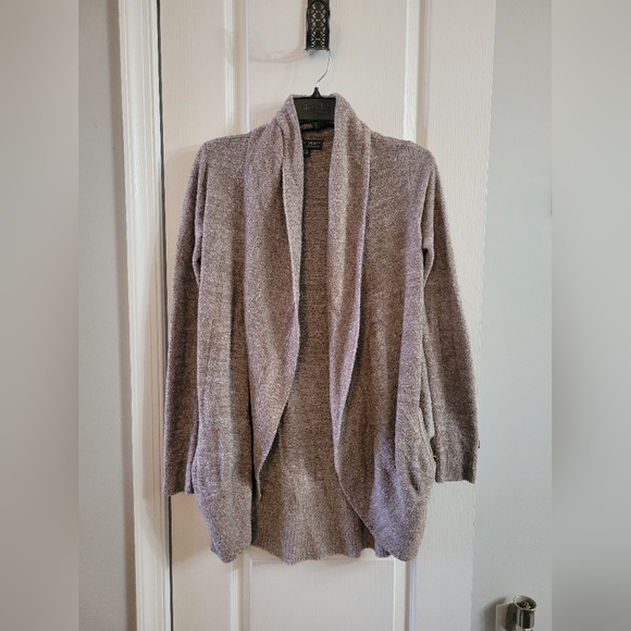 Barefoot Dreams Sweaters - Barefoot Dreams CozyChic Lite Open Cardigan Heathered Brown Tan Size XS/S
